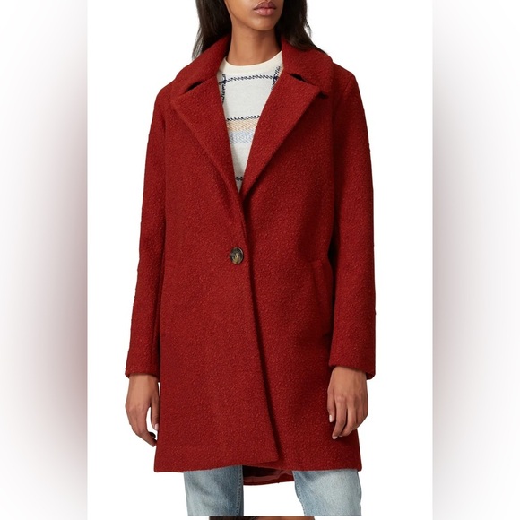 Waverly Grey Burnt Red Bouclé Coat - Size M - Picture 1 of 8